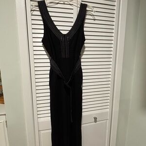 Tahari Elegant Black Jumpsuit with White Stitching. Offer?